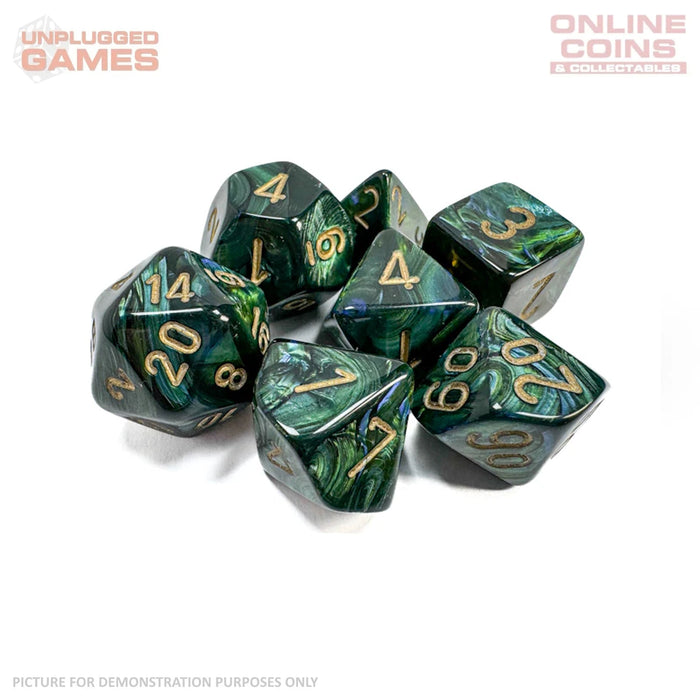 CHESSEX Mini 7-Die Set - Scarab Jade/Gold