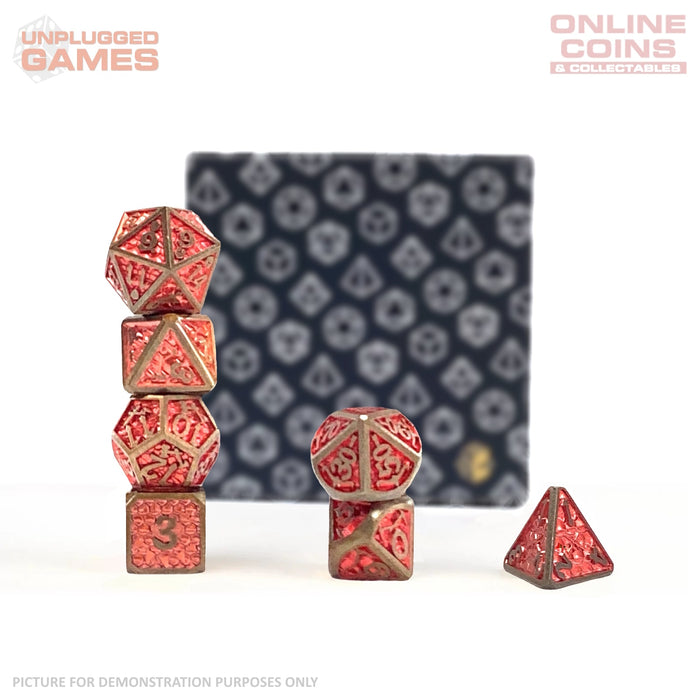 LPG Dice Set - Metal RPG Draco Bright Red/Gold