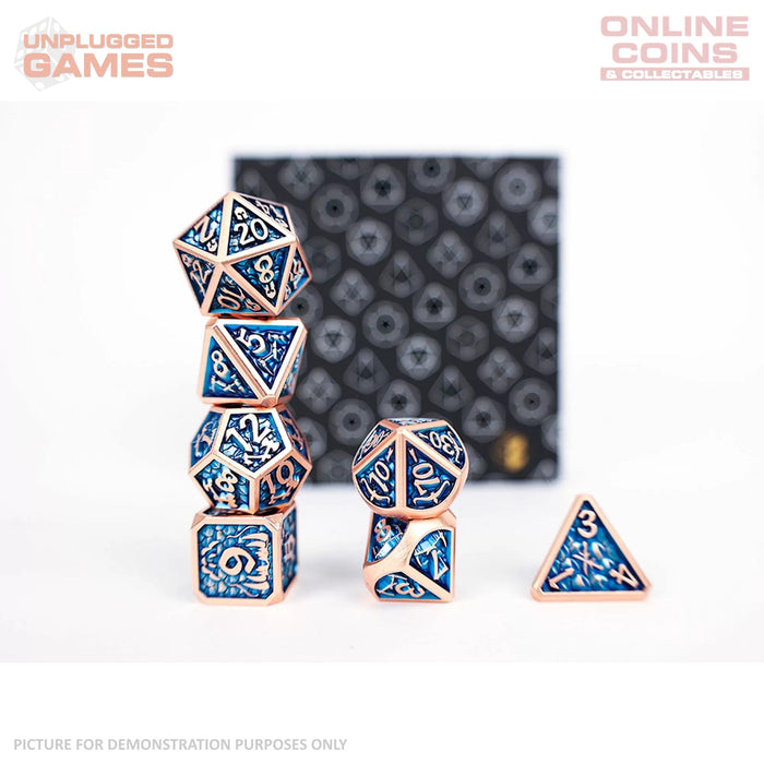 LPG Dice Set - Metal RPG Draco Dark Blue/Brass