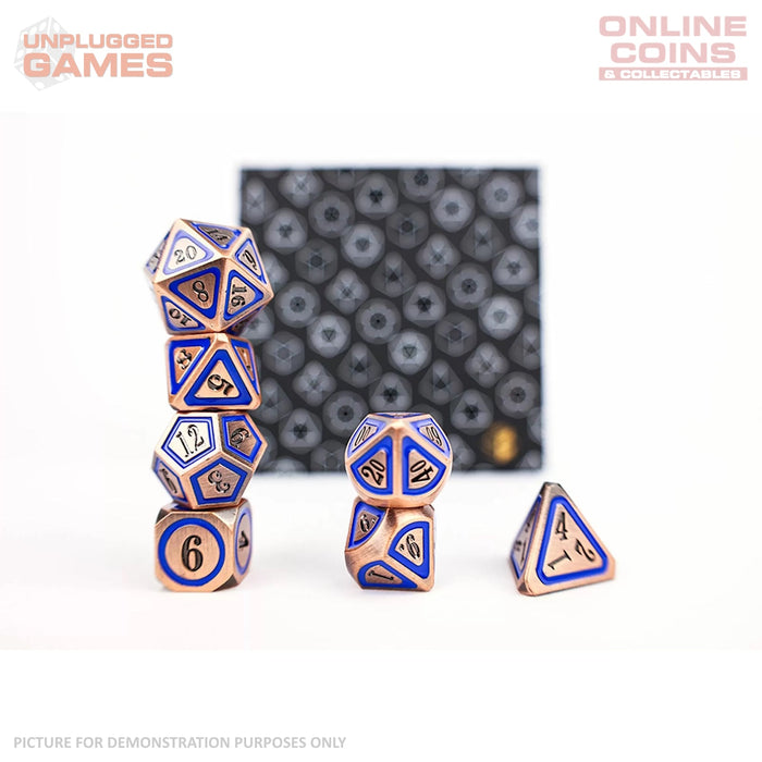 LPG Dice Set - Metal RPG Concentric Blue/Black/Brass