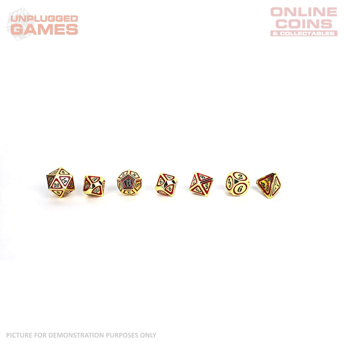 LPG Dice Set - Metal RPG Concentric Black/Red/Gold