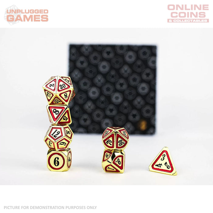 LPG Dice Set - Metal RPG Concentric Black/Red/Gold