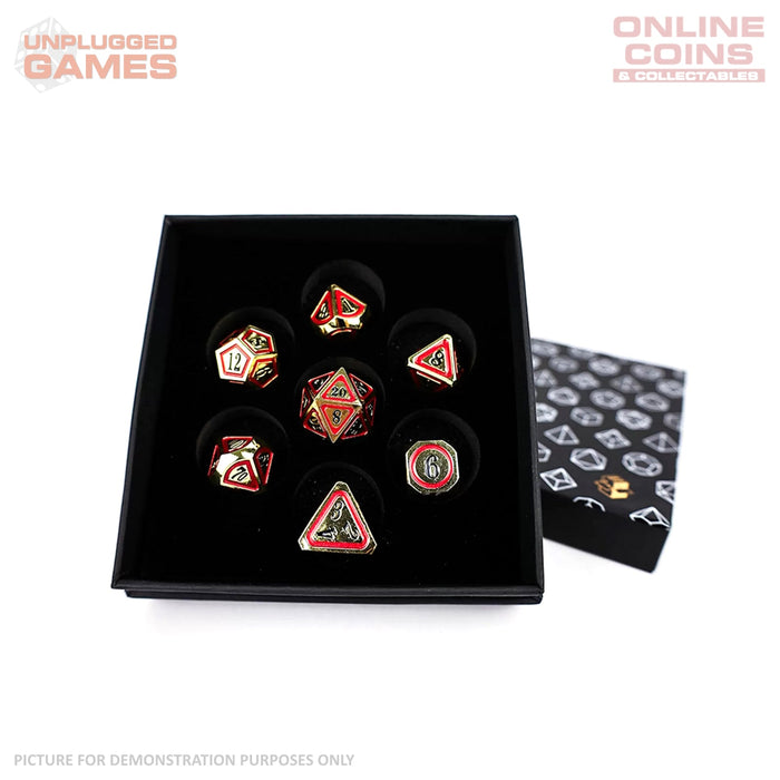 LPG Dice Set - Metal RPG Concentric Black/Red/Gold