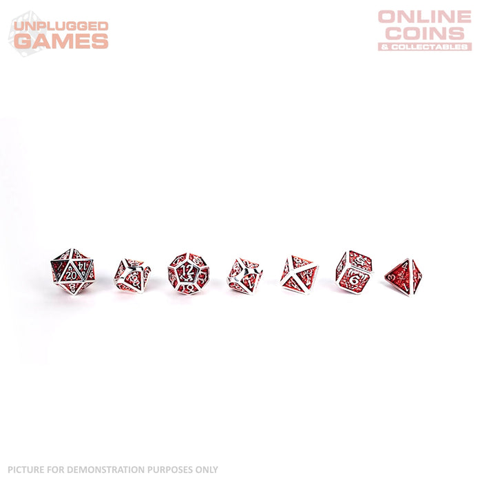 LPG Dice Set - Metal RPG Draco Dark Red/Silver