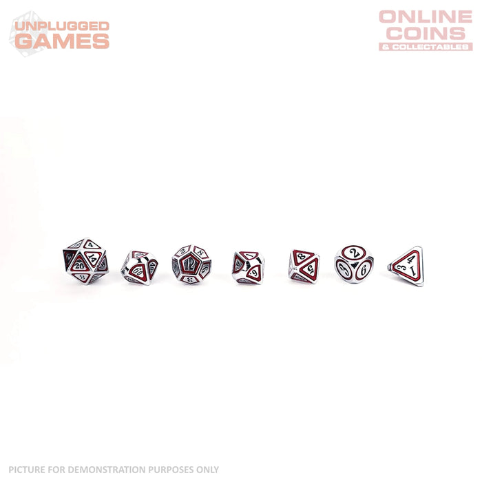 LPG Dice Set - Metal RPG Concentric Black/Red/Silver