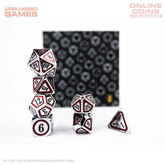 LPG Dice Set - Metal RPG Concentric Black/Red/Silver