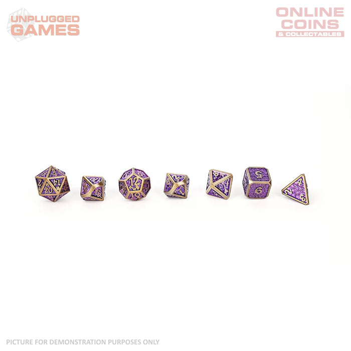 LPG Dice Set - Metal RPG Draco Bright Purple Brass