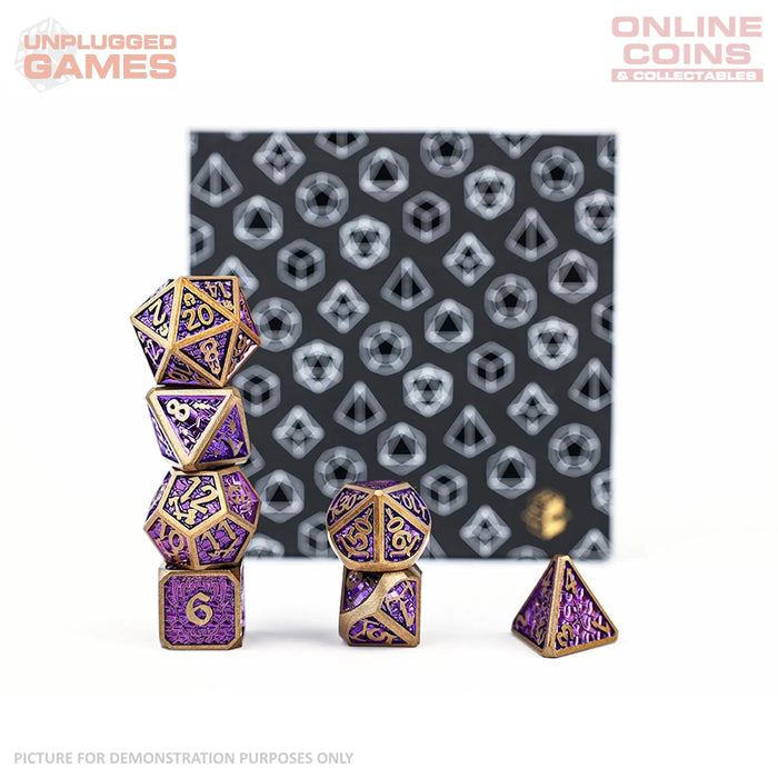 LPG Dice Set - Metal RPG Draco Bright Purple Brass