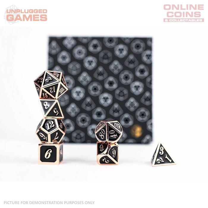 LPG Dice Set - Metal RPG Serif Black/Brass