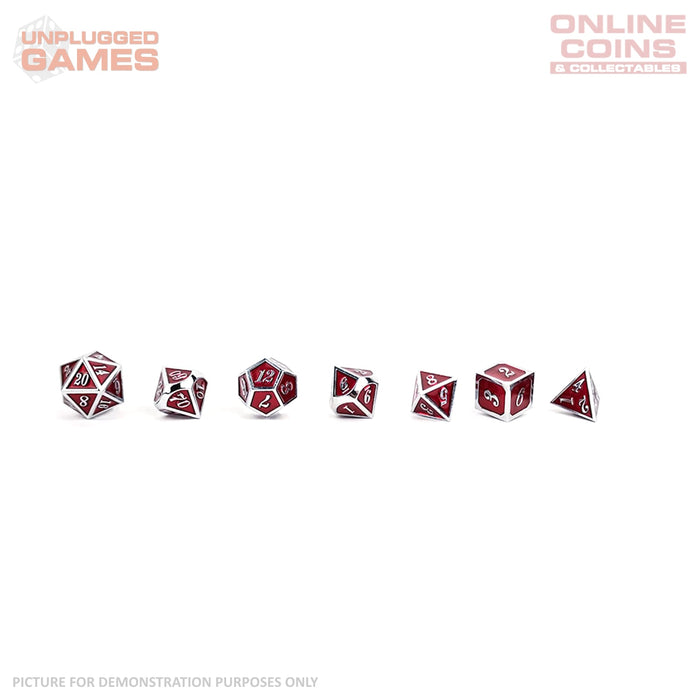 LPG Dice Set - Metal RPG Serif Red/Silver