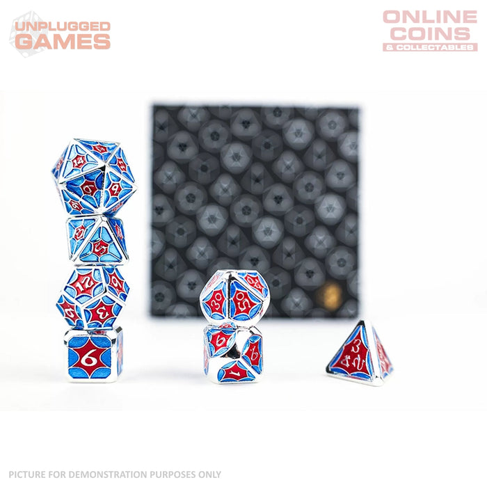 LPG Dice Set - Metal RPG Leadlight Red/Blue/Silver