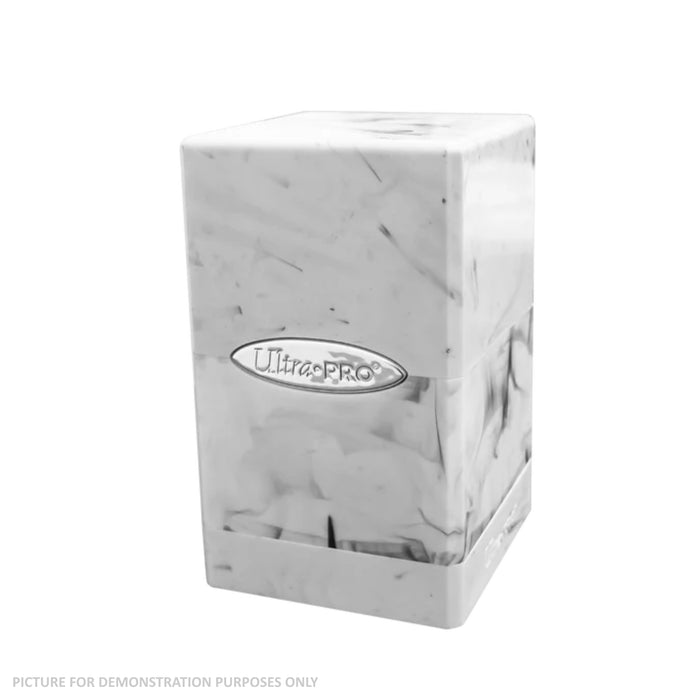 Marble Satin Tower Deck Box - Black/White