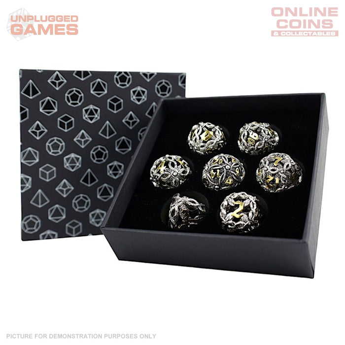 LPG Dice RPG Set Hollow Vines - Chrome and Gold