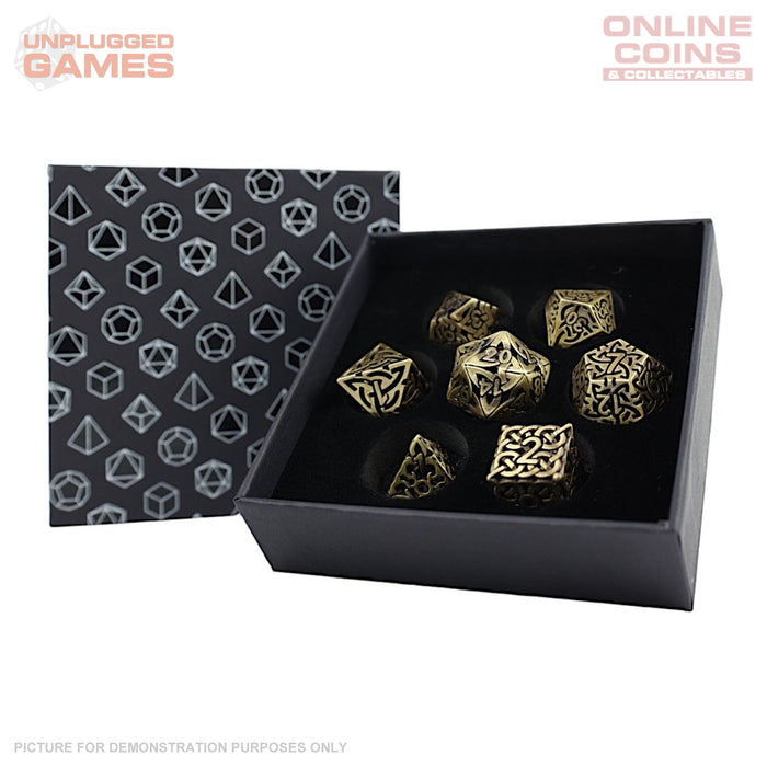 LPG Dice RPG Set Hollow Textures - Tarnished Gold