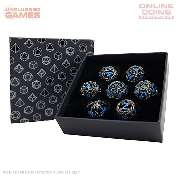 LPG Dice RPG Set Hollow Vines - Stainless and Blue