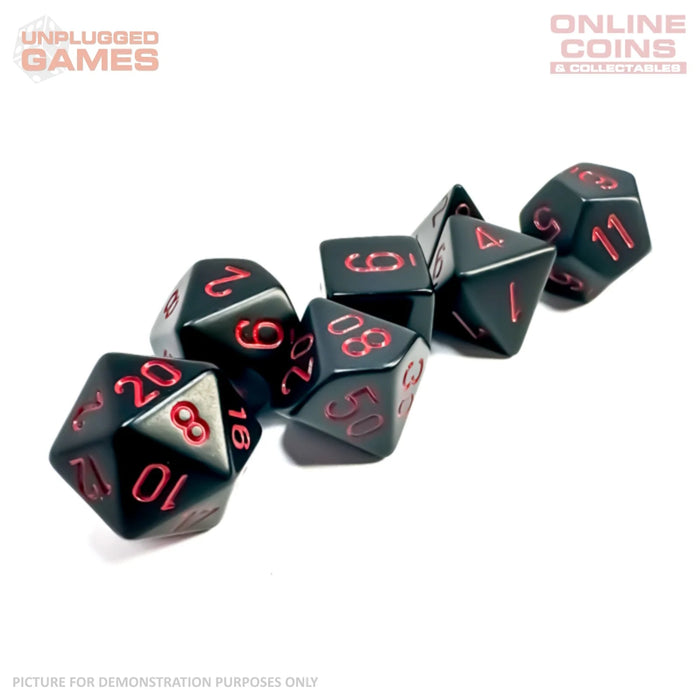 CHESSEX 7-Die Set - Opaque Polyhedral Black/red