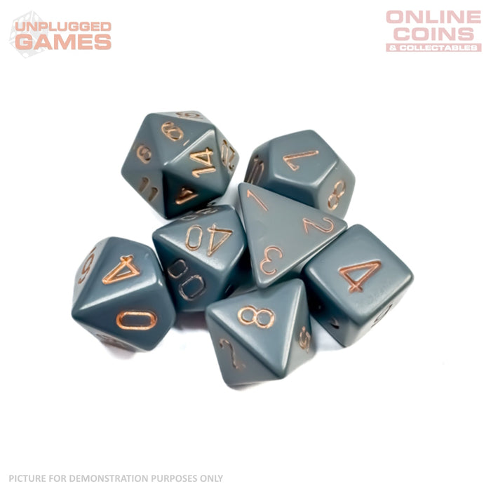 CHESSEX 7-Die Set - Opaque Polyhedral Dark Grey/Copper