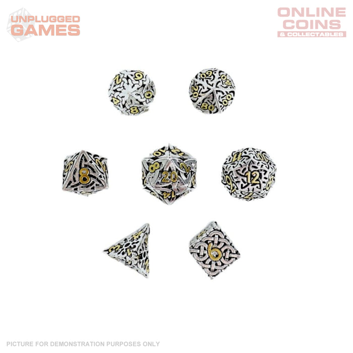 LPG Dice RPG Set Hollow Textures - Chrome and Gold
