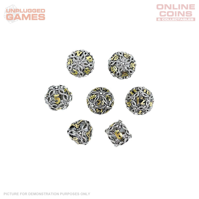 LPG Dice RPG Set Hollow Vines - Chrome and Gold