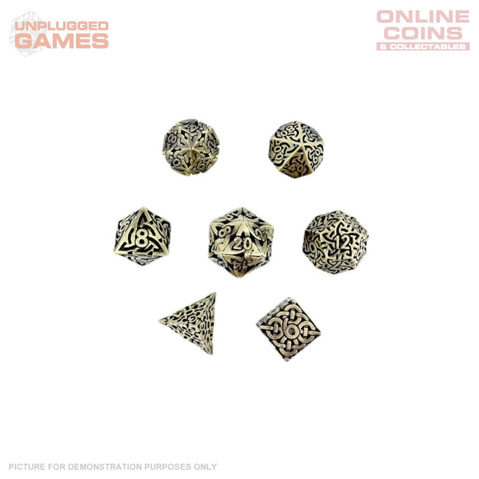 LPG Dice RPG Set Hollow Textures - Tarnished Gold