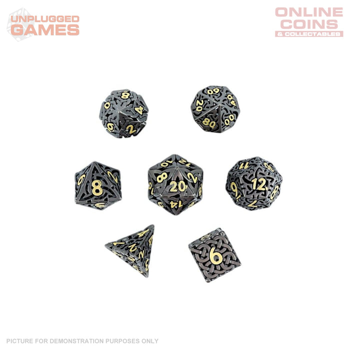 LPG Dice RPG Set Hollow Textures - Black and Gold