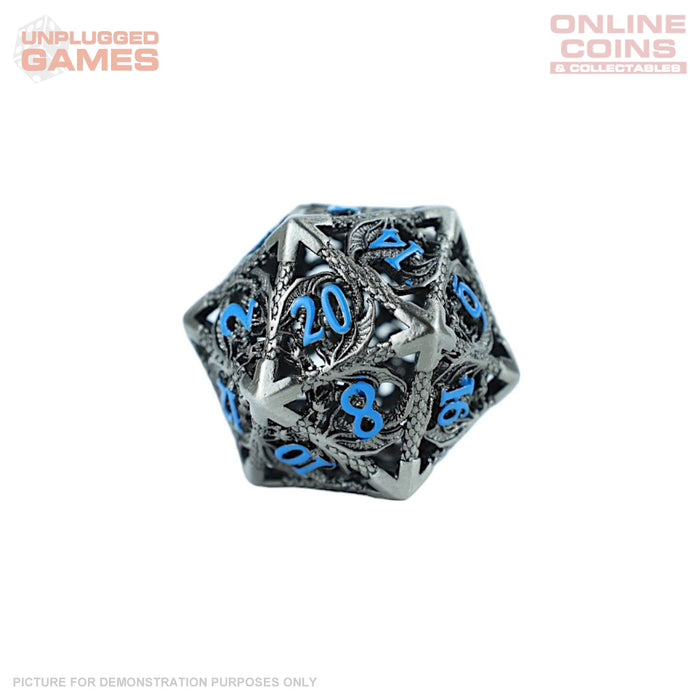 LPG Dice RPG Set Hollow Dragon - Stainless and Blue