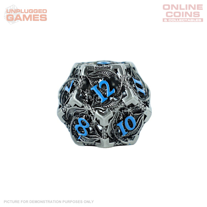 LPG Dice RPG Set Hollow Dragon - Stainless and Blue