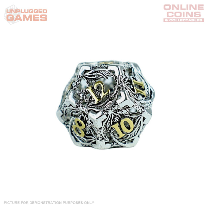 LPG Dice RPG Set Hollow Dragon - Chrome and Gold