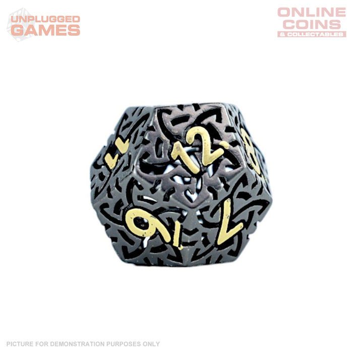LPG Dice RPG Set Hollow Textures - Black and Gold