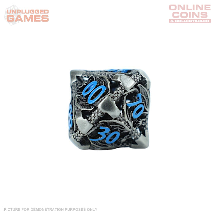 LPG Dice RPG Set Hollow Dragon - Stainless and Blue