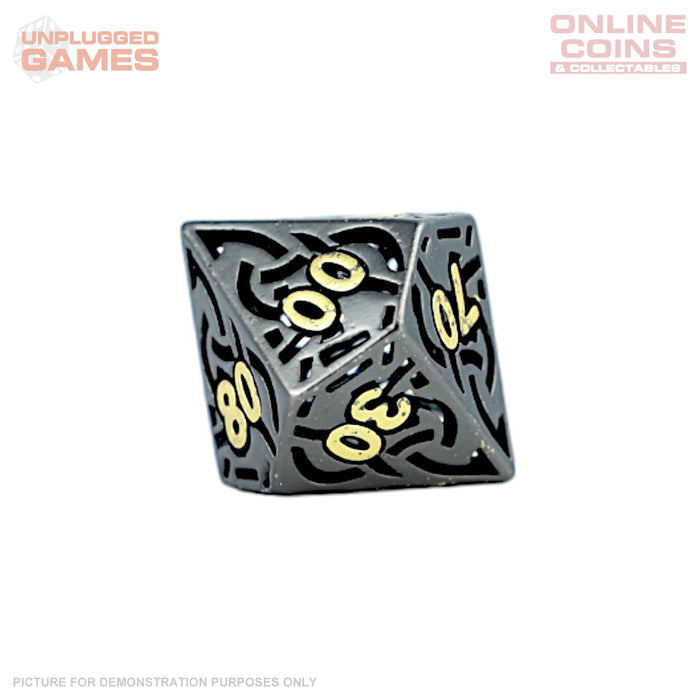 LPG Dice RPG Set Hollow Textures - Black and Gold