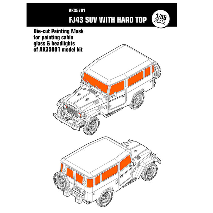 AK Interactive - 1/35 Scale Models - Fj43 DIE-CUT PAINTING MASK FOR PAINTING CABIN GLASS & HEADLIGHTS OF AK35001 MODEL KIT