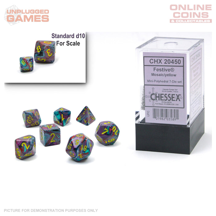 Chessex Festive Mini-hedral Mosaic/yellow 7-Die set