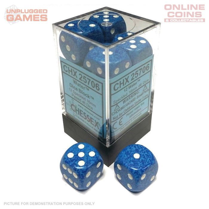 Chessex Speckled Water 16mm d6 Dice Block (12 dice)