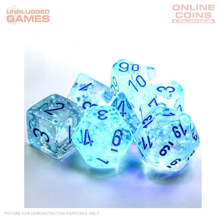 Chessex Borealis Icicle/light blue Luminary Polyhedral 7-Dice Set