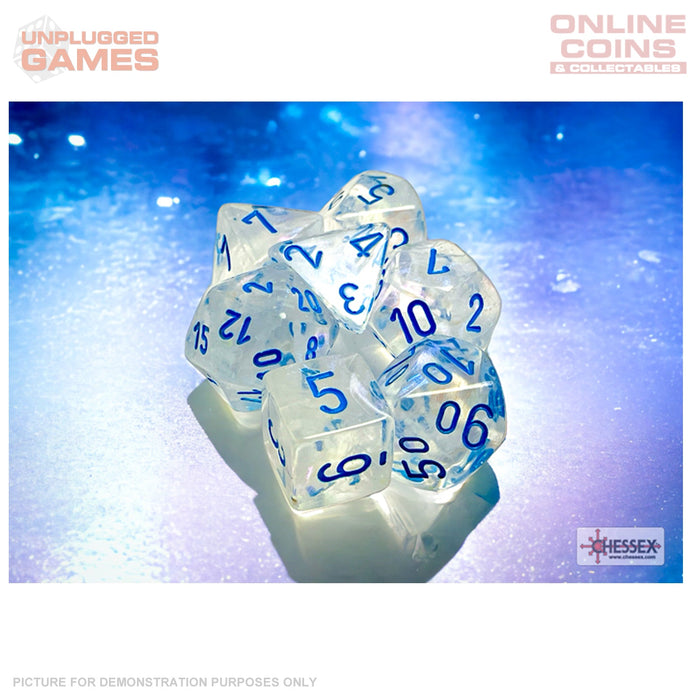 Chessex Borealis Icicle/light blue Luminary Polyhedral 7-Dice Set