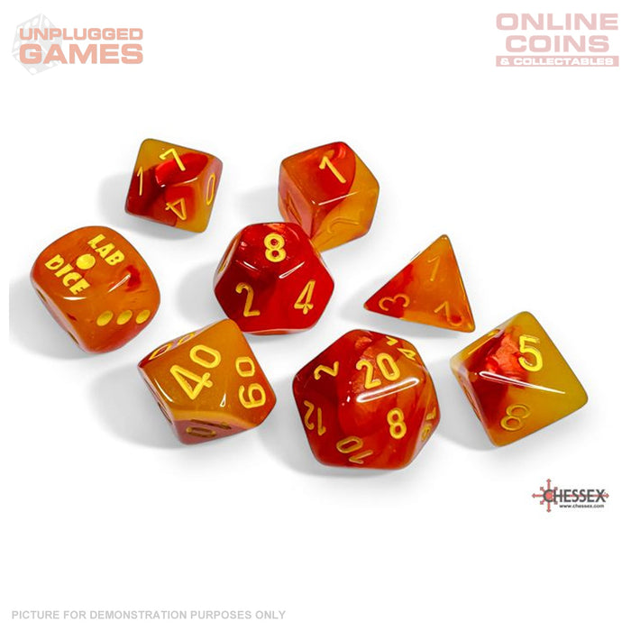 Chessex Gemini Gellow-Red/yellow Polyhedral Luminary 7-Dice Set (with bonus die)