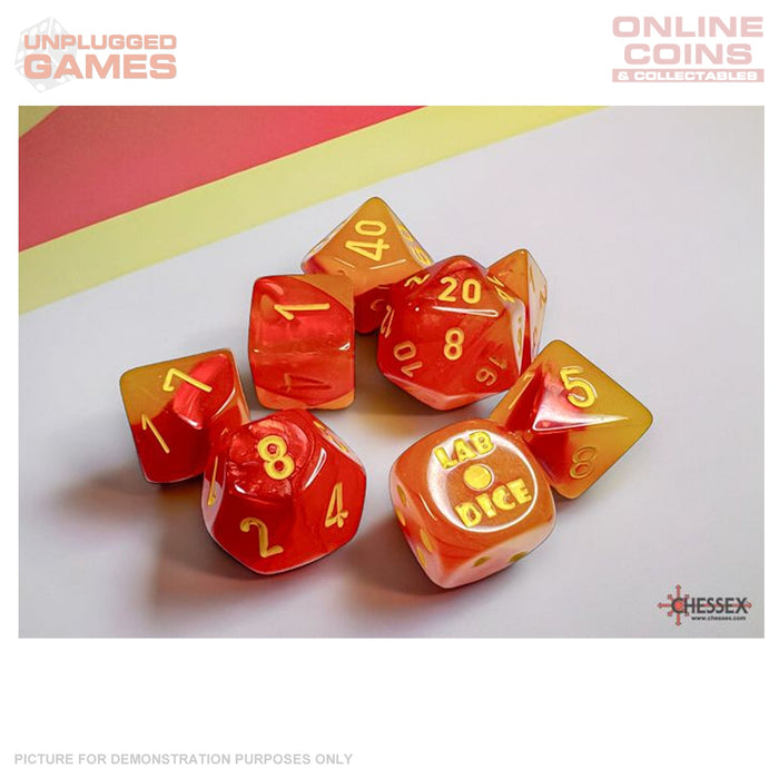 Chessex Gemini Gellow-Red/yellow Polyhedral Luminary 7-Dice Set (with bonus die)