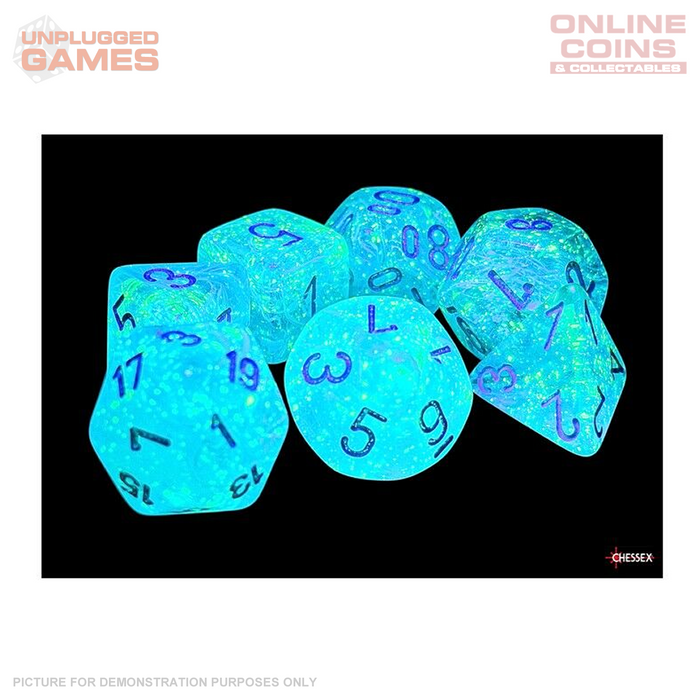Chessex - Luminary Mega-hedral Sky Silver Luminary 7-Die Set
