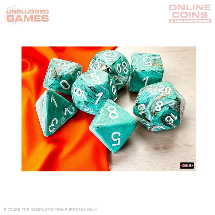 Chessex - Marble Mega-hedral Oxi-Copper White 7-Die Set