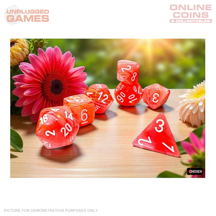 Chessex - Festive Mega-hedral Dahlia White Luminary 7-Die Set