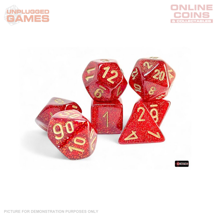 Chessex - Glitter Mega-hedral Ruby Gold 7-Die Set
