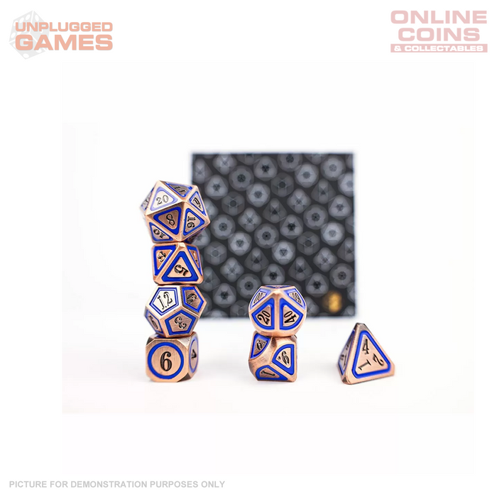 LPG Dice Set - Metal RPG Concentric Blue/Black/Brass