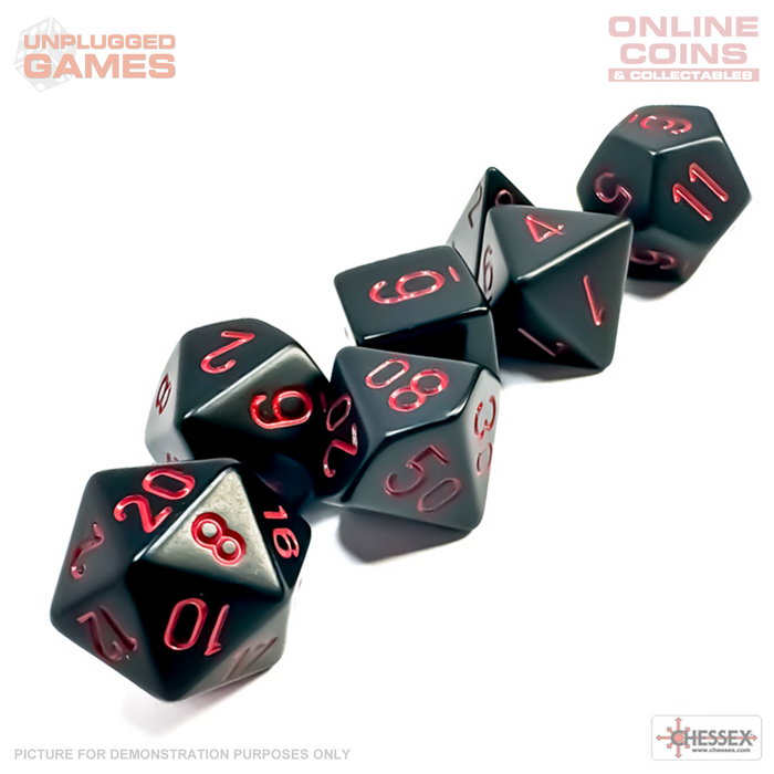 CHESSEX Opaque Black/Red Polyhedral 7-Dice Set
