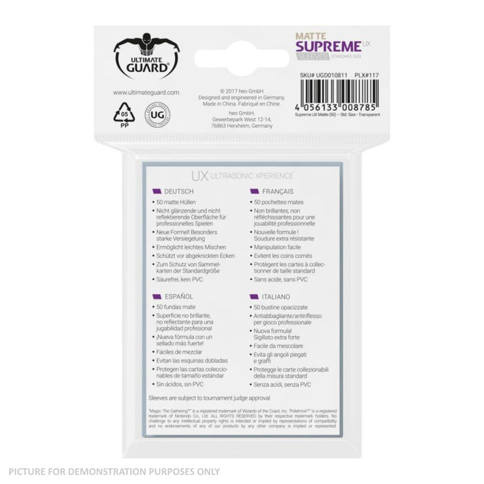 Ultimate Guard 50 Supreme UX Sleeves - Matte Transparent