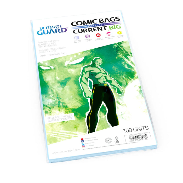 Ultimate Guard CURRENT BIG RESEALABLE Comic Bags - Pack of 100