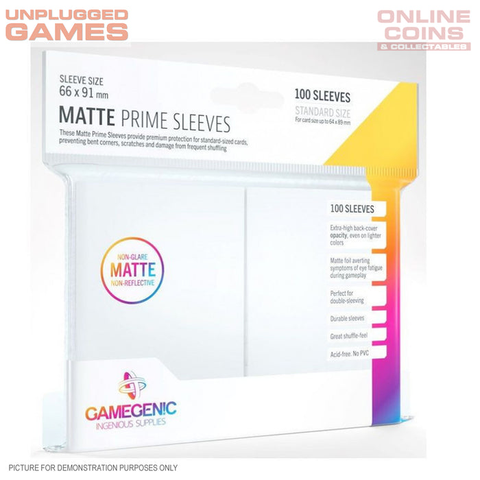 GameGenic - MATTE Prime Sleeves - WHITE- Pack of 100