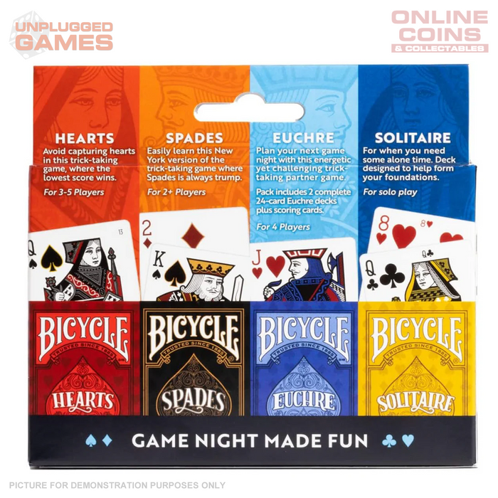 Bicycle 4 Games Pack - Hearts Spades Euchre and Solitaire