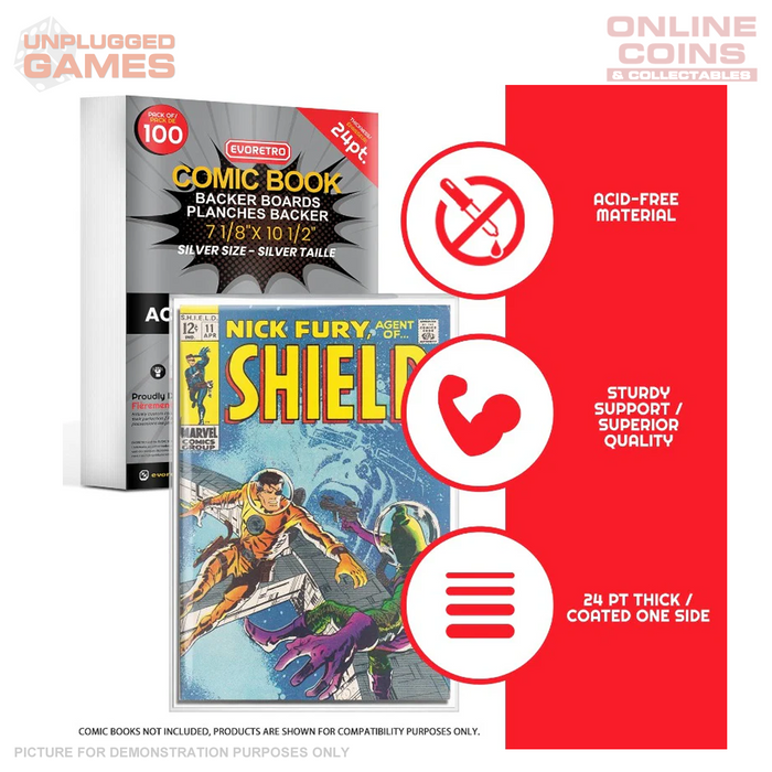 EVORETRO Comic Book Backer Boards - SILVER Size - Pack of 100