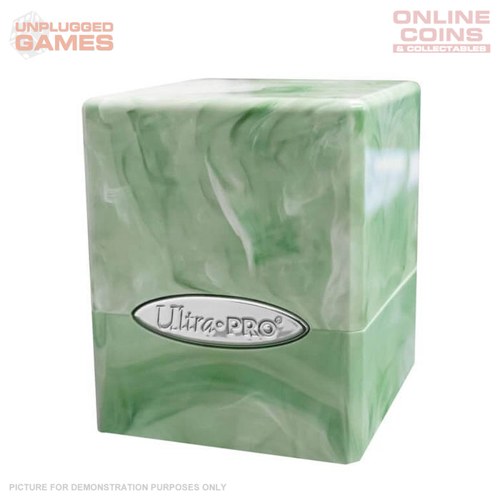 Marble Satin Cube Deck Box - Light Green/White